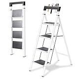 脚立 折りたたみ式 手すり付き 室内・屋外用 耐荷重150KG コンパクト 省スペース 滑り止め付き 4段