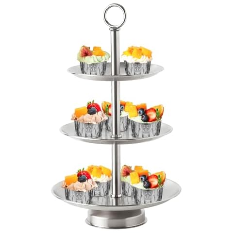 LIAISIMI 3 Tier Stainless Steel Cupcake Stand Cover