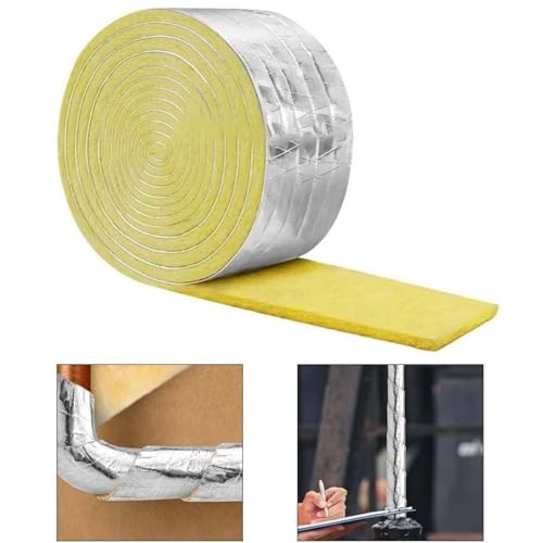 Generico Isolante in Lana di Vetro per Tubi, Rotolo di 10M, Isolamento Termico e Acustico, Fibra di Vetro