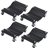 Car Wheel Dolly Set of 4, 6000LBS Load Bearing, Heavy-Duty Vehicle Dolly for Moving Cars, Trucks, Trailers, Motorcycles, and Boats, Black