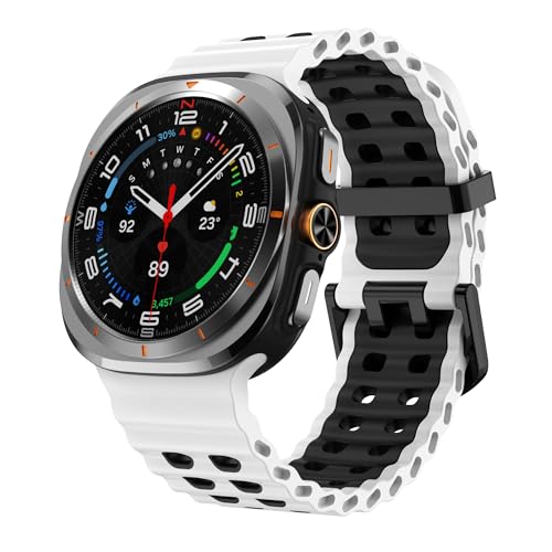 Image of Compatible with Samsung Galaxy Ultra Watch Strap, Double-colored Soft Silicone Galaxy Watch Ultra Strap Adjustable Rugged Sport Bands for Galaxy Ultra Watch 47mm Men Women(NO WATCH)