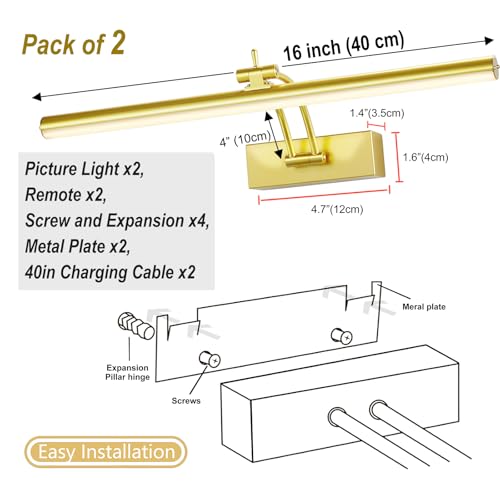 Iluminación de pared sin cables para cuadros oscuros con mando a distancia Yuichoy 6