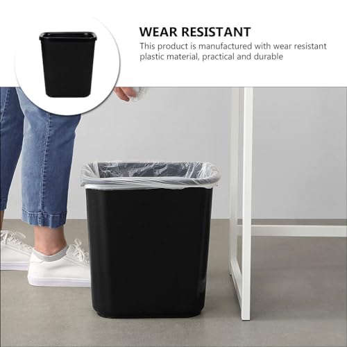 Caneca de basura pequeña rectangular negra 8L para baño y oficina miniatura 4