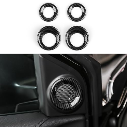 Image of Car Speaker Rings Circle Cover Decals for Honda CR-V 2017 2018 2019 2020 2021 2022 Accessorie CRV ABS Carbon Fiber Interior Stickers