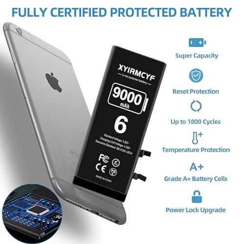 Xyirmcyf 9000Mah Super Capacity Battery Compatible With Iphone 6/6G thumb #5
