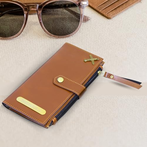 Image of Personalized Leather Wallet | Custom Name & Charm | Unisex Faux Leather Wallet with Button Closure | Stylish & Durable Gift for Men & Women (Blue)
