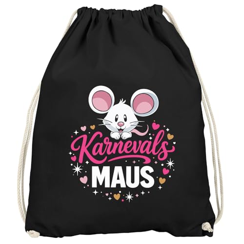 MoonWorks Turnbeutel - Karnevalsmaus - Accessoires Fasching Karneval Gadgets Spruch lustig Faschingsartikel Tasche Gymbag Schwarz unisize