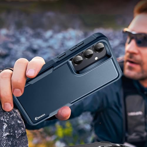 Image of KARWAN Shockproof Back Case Cover Compatible with Samsung Galaxy S23 FE, Heavy Duty Case with 360 Degree Camera Protection, Dual Layer Rugged Bumper Protection Cover with Matte Finish (Blue)