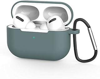 غطاء حماية كامل من السيليكون مع حلقة معدنية لابل ايربودز برو 2019 - أخضر داكن