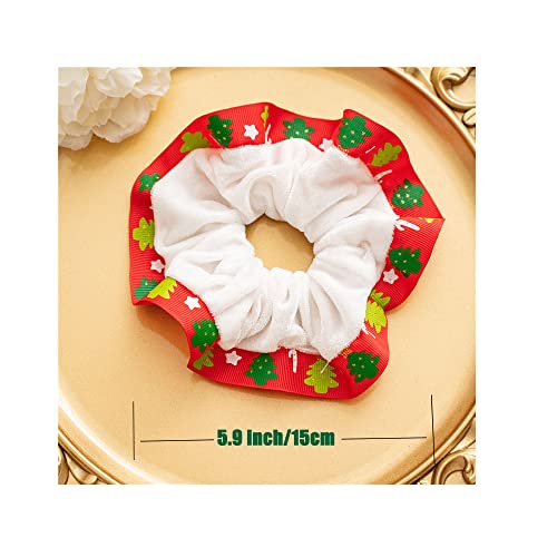 Christmas Scrunchies 4Pcs Cute Lovely Christmas Hair Scrunchies With Ribbon Bands Hair Elastic Hair Ties Hair Scrunchy For Christmas Winter(4Pcs Christmas Scrunchies) #TOP5