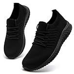 CMZSMM Ladies Trainers Women Running Shoes Gym Sneakers Walking Tennis Work Non Slip Workout Lightweight Breathable Trainers Black Size 5 UK