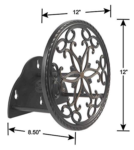 Liberty Garden 671 Wall Mount Decorative Garden Hose Butler, Holds 125-Feet of 5/8-Inch Hose - Patina