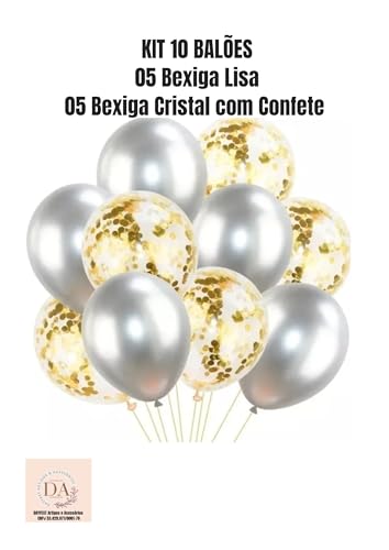 Kit Decoração Ano Novo Prata e Dourado, Balões Numerados 2025, Balões Metálicos