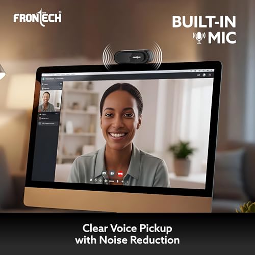 Image of Frontech E-CAM Full HD 1080p Web Cam | 30FPS | Built-in Dual Noise-Reduction Mic | 60 Wide Angle | Plug & Play | 1 Year Warranty (FT-2256)