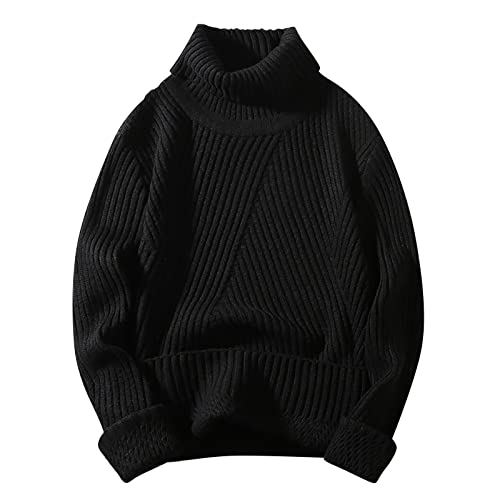 Ymosrh Men's Knitted Turtleneck Sweater Long Sleeve Ribbed Thermal Casual Winter Pullover Sweaters Fashion Tops, M-3XL