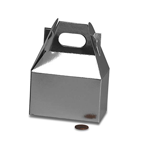 Paper Mart Metallic Silver Gable Gift Boxes 6-1/2\" X 3-1/2\" X 3 1/2\" | Quantity: 100