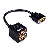 HDE Gold Plated DVI-I 24+5 to Dual VGA Female Video Adapter Y Monitor Display Splitter