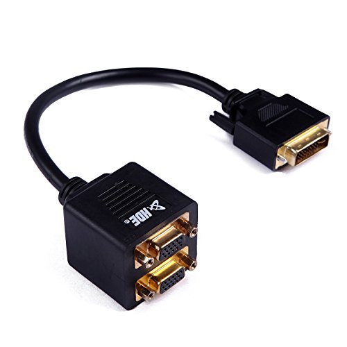HDE DVI-I to VGA Adapter Gold Plated Female Video Y Dual Monitor Display Splitter