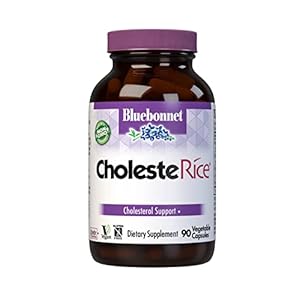 Bluebonnet Nutrition CholesteRice Vegetable Capsules, Red Yeast Rice, Plant Sterols, Pantethine, CoQ10, Policosanol, Vegan, Vegetarian, Non GMO, Gluten Free, Milk Free, SOY-FREE, 90 Vegetable Capsules