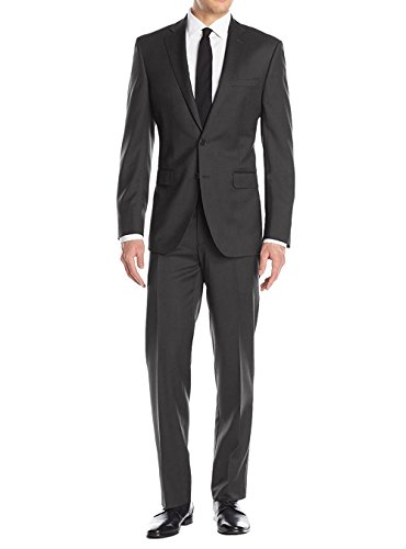 GN Luciano Men's 2 Button Birdseye Two Piece Suit Modern Fit Jacket Pant