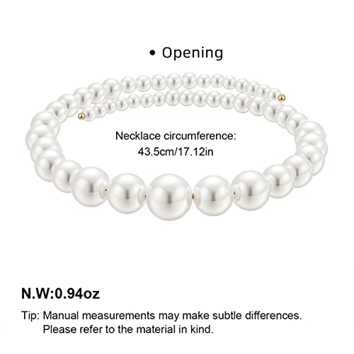 MUYAN Round Imitation Pearl Necklace for Women Pearl Open Choker Necklace Jewelry, White4