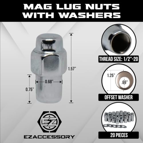 Image of Cragar Standard Mag Lug Nut 1 /2 inch-20 with Offset Washer Set of 20 Pcs