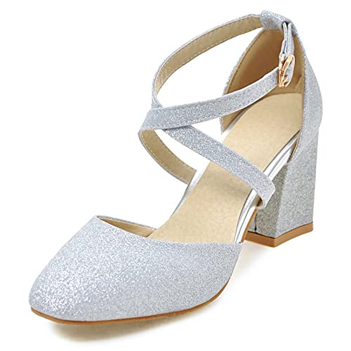 Chaussures bloc mariée bout fermé sandales brillantes Gicoiz chic