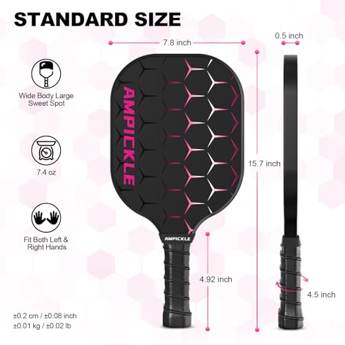 Image of Pickle Ball Paddle,Fiberglass Pickleball Paddles Set,Frosted Surface Pickleball Rackets, USAPA Standards,Oversized Sweet Spot Pickle Ball Paddle for Indoor Outdoor (B-2Honeycomb Red)
