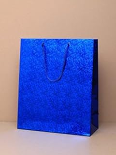 12 Pack Gift Bags Holographic Foil Party Weddings Presents Christmas Bulk Buy (Blue Med H21.5xW18xD7.5cm)
