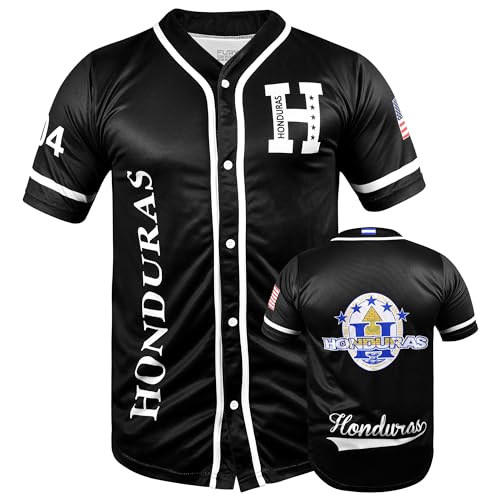 Fury Honduras Baseball Jersey, Black Honduras Baseball Button Down Jersey Shirts (US, Alpha, Medium, Regular, Regular, Negro)