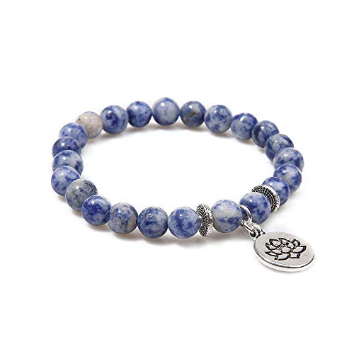 Bracelet en pierre de perles en pierre naturelle pointe bleue avec élastique