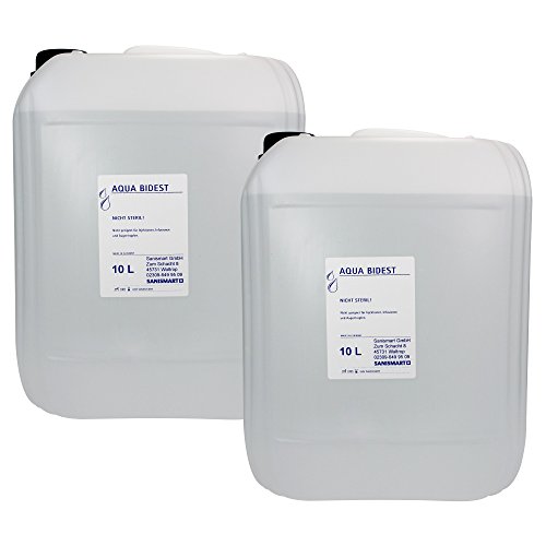 Eau de laboratoire Aqua Bidest ultra pure 2x10L pour éviter les dépôts de calcaire