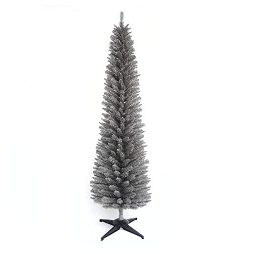 Direct Global Trading 7ft Slim Pencil Pine Grey Artificial Christmas Tree