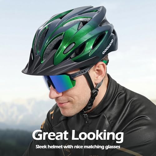 Image of Odoland Adult Bike Helmet with Cycling Sunglasses Set for Men & Women