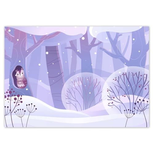 Papier peint hibou en hiver pose facile sans table mur net - 2