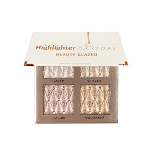 4 Colors Highlighter Contour Palette Natural Glow Face Brightens&Shades and Body Shading Shimmer Bronzer Powder Shimmer Glitter Illuminating Cheek Makeup