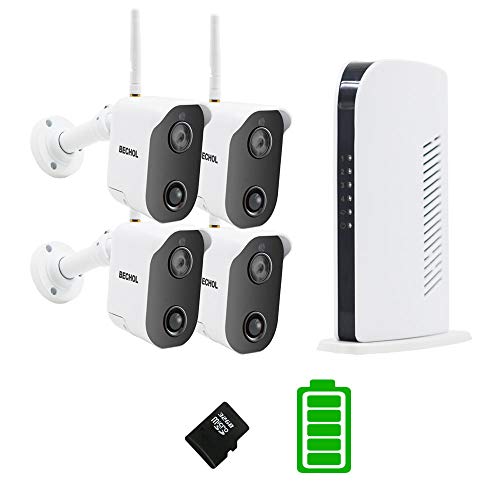 Product Deal Bechol 1080p Wireless Security Camera System, 4pcs HD Rechargeable Battery Camera, 2-Way Audio & Motion Detection, IP65 Weatherproof Night Vision for Home Surveillance, 32G TF Card(Used)