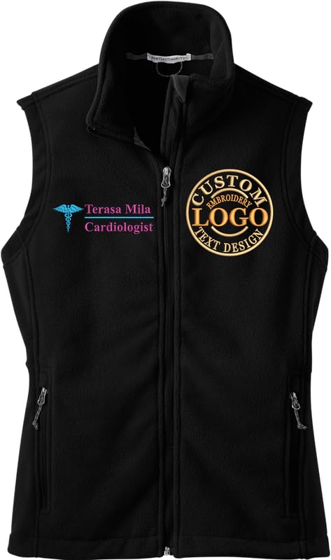 Custom Embroidered Midweight Fleece Vest – Add Your Name, Logo & Design