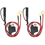 SAE Battery Connector - 2 Pack, 2 FT SAE to O Ring Terminal Harness,Battery Quick Connect, SAE Extension Cable, Battery Cable Connector, SAE Adapter,10A/15A Fuses (16AWG - 2FT)