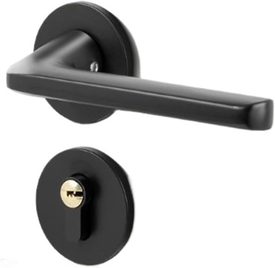 Household Black Space Aluminum Split American Style Indoor Bathroom Door Lock Mute Simple Entry Door Lock(Sifang Yahei)
