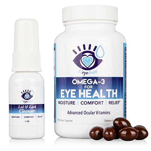 Heyedrate Lid and Lash Cleanser 1 Ounce and Heyedrate Omega 3 for Eye