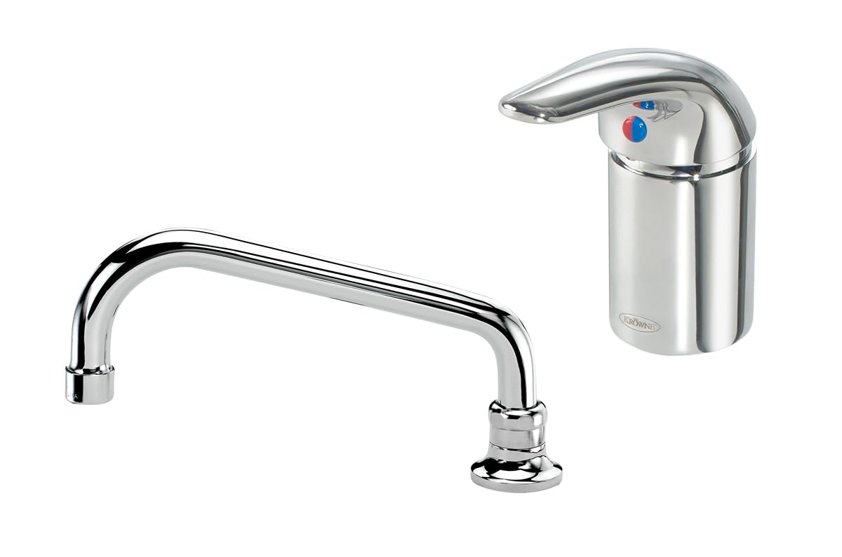 Krowne 16-332L Krowne Royal Series Faucet, Deck-Mount, Single Hole, Single Lever with Color Coded Index, Remote Valve with 8" Remote spout, 1.8GPM Aerator