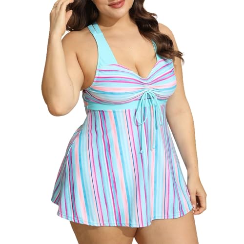 Tankinis Tallas Grandes BañAdor Talla Grande Conjunto de Piezas Up con cordón Ajustable para Mujer, Traje de baño Estampado, Playa, Traje baño, Bikini Sin Tirantes Mujer (Mint Green, XXL)