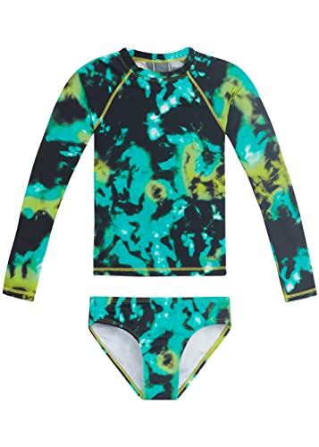 Rashguard 2 pièces pour fille Kanu Surf maillot manches longues noir et vert taille 8