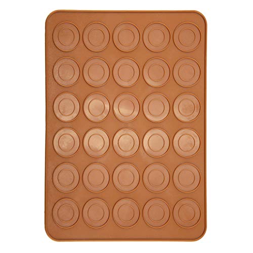 Alfombrilla de silicona para macarrones, molde de silicona antiadherente de 30 agujeros, alfombrilla para hornear de silicona para macarrones, pastel, pizza, fabricación de pan (29,5 * 21,5 cm)