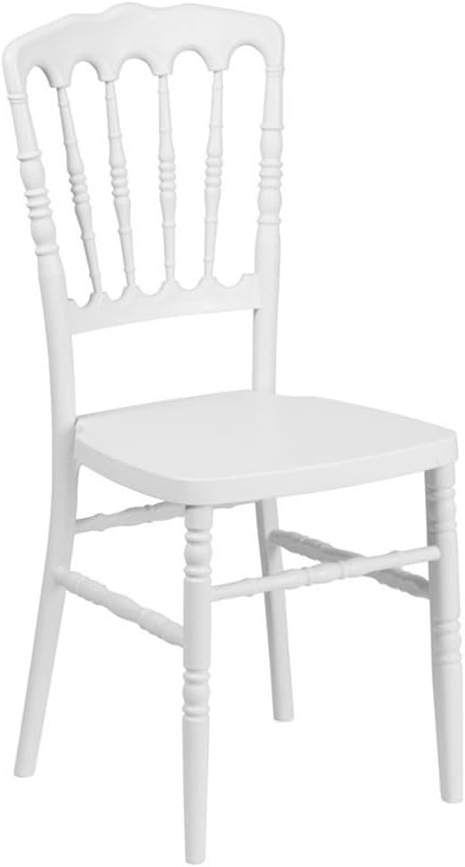 Pemberly Row Transitional Resin Accent Chair, Stackable Design, Virgin Polypropylene, Waterproof UV Treated, White Finish, 36.25 in H x 15.5 in W x 18 in D, Lightweight Indoor/Outdoor Seating for