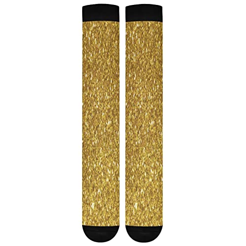 Shiny Compression Socks For Men And Women Golden Glitter Knee High Socks Support For Sport Running Hiking Fitness #TOP7