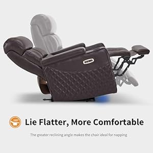 Mcombo power recliner chair with adjustable headrest home theater seating with usb type c port armrest storage led light hts432set dark brown single recliner  urban country home decor