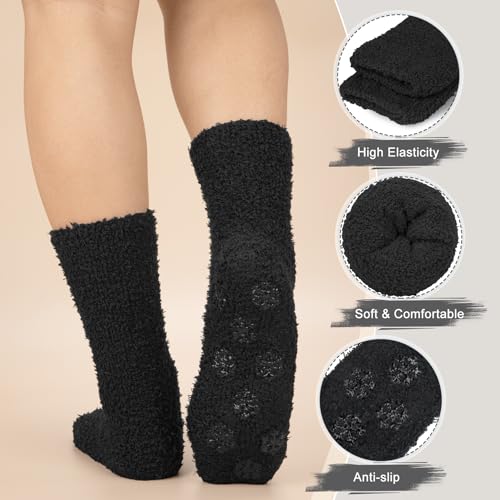 Warm Fuzzy Socks for Men, Soft Cozy Winter Fluffy Sleep House Striped Slipper Socks Size 9-142