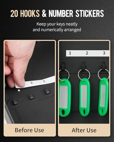 Uniclife Armário de chave de 20 posições com trava de chave montada na parede, caixa de armazenament
